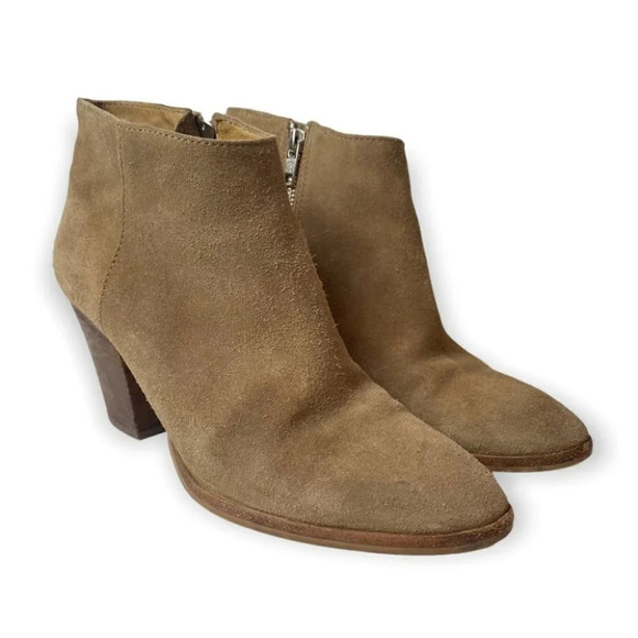 J. Crew Brown Suede Side Zip  Ankle Booties - Picture 2 of 13